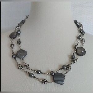 Brighton retired “Utopia” Silver tone Faux Pearl & Filagree Bead Necklace